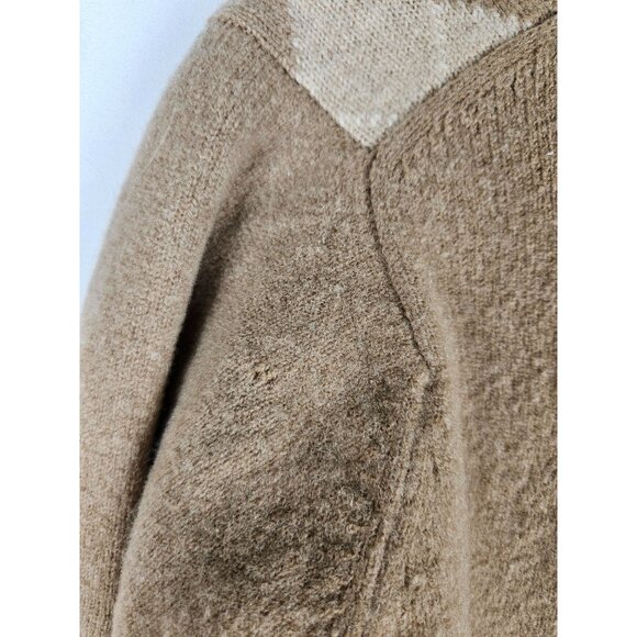 Thomson 100% Pure Lambswool Sweater Medium From Scotland Tan Argyle Grandpa - Picture 8 of 8